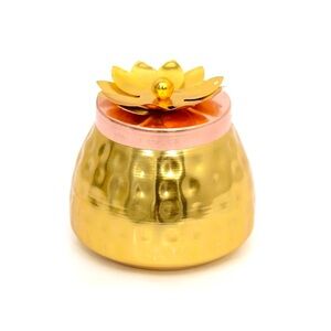 Copper Hammered Metal Jar with Flower top Box/Container/Chocolate/ Dry fruit Box